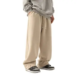 Factory Custom Winter Warm Drawstring And Fleece Men's Pants Straight Leg Thick Sweatpants