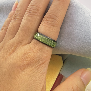 Bague en céramique bleue avec bords noirs et surface texturée, vente en gros, logo personnalisé, bague intelligente NFC en céramique bleue - Product Image 6