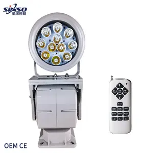 Rotación automática Radio Atenuación Refletor Led 200W Control remoto Exterior 12 Led Farola Carcasa Aluminio fundido a presión 150W Led 110