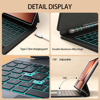 Casing Magnetik Nirkabel Ultra Tipis dengan Touchpad Terintegrasi dan Keyboard 7 RGB Backlit untuk Samsung Galaxy Tab S10 Lite