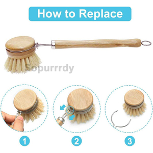 Brosse à vaisselle personnalisée avec logo, brosse de nettoyage douce, éponge de lavage en bambou écologique pour cuisine, nettoyage zéro déchet - Product Image 4