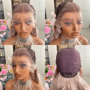 Pelucas sin pegamento de alta calidad, muy vendidas, pelucas sintéticas con encaje 13x4, color rosa ceniza mezclado, peluca de cabello sintético para mujer - Product Image 6