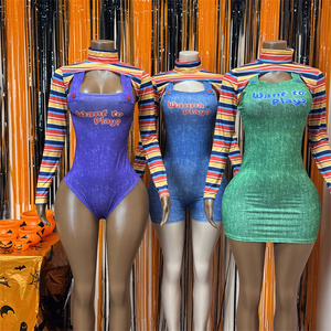 <span class=keywords><strong>Costumi</strong></span> di <span class=keywords><strong>Halloween</strong></span> per Donne, Spaventosa Bambola Killer del Film 'Wanna Play', Costume Intero da Personaggio del Film, Set Costume Chucky - Product Image 1