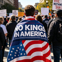 Drapeau rectangulaire en polyester à thème patriotique américain 'No King' 180x115, découpes personnalisables, pour défilés, rassemblements, manifestations en extérieur