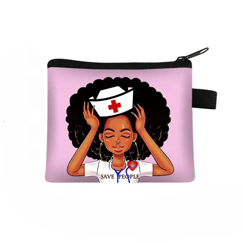 Custom 10 Mixed Styles women wallet hospital small size ECG big black doctor nurse medical Syringe nursing Gift purse bag