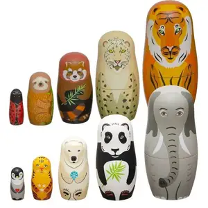 Russian Doll Matryoshka Promotion Toy Traditional Hand Painted Wooden Russian Nesting Doll For Gift