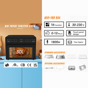 Usine 30L 1800W Comptoir Convection Électrique Air Friteuse Four Numérique Minuterie Contrôle <span class=keywords><strong>Pizza</strong></span> Four <span class=keywords><strong>4</strong></span> Accessoires - Product Image 4