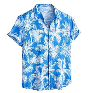 เสื้อเชิ้ตชายหาดพิมพ์ลายใบปาล์มเขตร้อนลำลองสำหรับบุรุษแขนสั้นระบายอากาศได้ดีเสื้อผ้ารีสอร์ทวันหยุด - Product Image 3