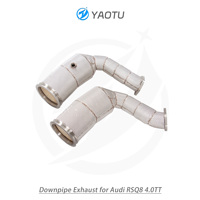Downpipe Knalpot Katalitik 3-arah YT dari Baja Tahan Karat, Suku Cadang Sistem Knalpot Aftermarket untuk Audi RSQ8 4.0TT