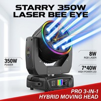 Lumière laser mobile STARRY 350W Bee Eye, animation laser RGB 8W, faisceau LED 7x40W, 19/73CH, éclairage de scène professionnel DMX512 pour DJ