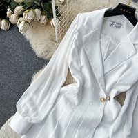 Nouvelles Robes de Costume et Blazer Courtes Haut de Gamme Élégantes Blanches et Noires pour Femme Printemps et Automne