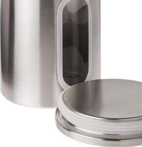 <b>Perspective</b> Can Food Snacks Carnisters, Kitchen Storage Jar Sets Stainless Steel Covered Glass Metal 2-3L - Product Image 5