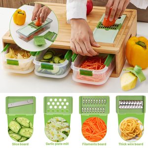 Tre thớt gỗ thiết lập với ngăn kéo lưu trữ container khay rau Peeler Bộ thớt gỗ - Product Image 4