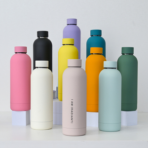 500ml Soft Touch Sport Water Bottle Small Mouth Red Rubber Coating <b>Insulated</b> Stainless Steel BPA Free Leak-Proof with Gift <b>Box</b> - Product Image 1