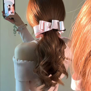 Korean <b>Style</b> Satin Polka Dot Banana Clip Elegant Back <b>Head</b> Hair Clip Women Vertical Ponytail Clip Hair Accessories - Product Image 1