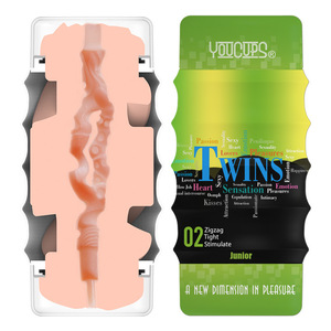Youcups Masturbatore Maschile a Doppia Testa Gemellare, Giocattolo Sessuale Morbido con Superficie a Grana Grossa e Zigzag, Stretto e Stretto, Stimolante, Misura Junior - Product Image 4