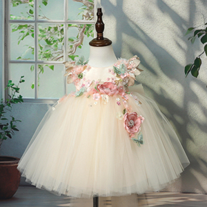 Vestito Estivo per Bambina <span class=keywords><strong>con</strong></span> Fiori 3D Principessa Schiena Scoperta Verde <span class=keywords><strong>con</strong></span> Farfalla 3D e Grande Fiocco per Compleanno - Product Image 3