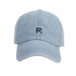 Gorra de Béisbol sin Estructura con Logotipo Bordado, Gorra de Vaquero Azul con Letras Bordadas, Gorra de Papá Vaquero - Product Image 2