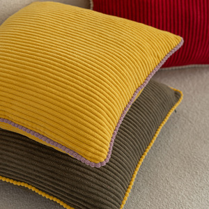 Nordic Style Corduroy <b>Throw</b> Pillowcase Square Solid Color Living Room Decor Modern Minimalist Design with Piping Edge - Product Image 1