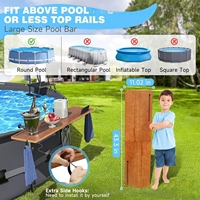 Table de bord de piscine en bois d'extérieur Marazual, pliable, en bois massif, réglable avec étagère de rangement