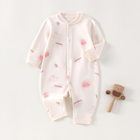 Combinaison pour nouveau-né Kaka Bear en coton doux et imperméable, respirante, pour bébés garçons et filles de 0 à 12 mois, manches longues, boutons pression