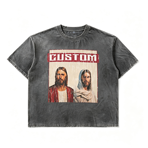 Street Hip Hop Style Unisex's Loose <strong>Messy</strong> Cutting Solid Color Cotton T-shirt Custom Fashion Washed Short Sleeve <strong>Tshirts</strong> - Product Image 2