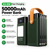 Station d'alimentation portable en gros, modèle exclusif usine, 50000mAh/100000mAh, charge rapide 22.5W, câble intégré, affichage LED