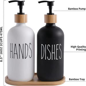 Bouteille Boston en verre avec pompe pour distributeur de savon, lotion, shampoing et désinfectant pour les mains, idéale pour la salle de bain - Product Image 2