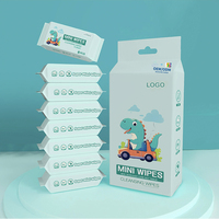 Lingettes pour bébé en coton pur à base de plantes, marque privée, emballage mini, format voyage, lingettes humides naturelles pour nouveau-nés