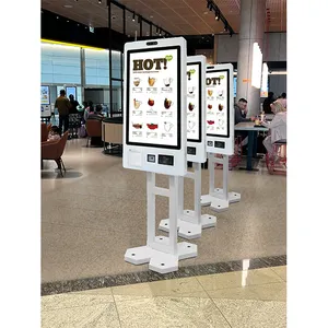 Crtly Self Ordering Kiosk Fast Food Supermarket Checkout Machine 27 Inch Touch Screen Wall Mount Restaurant Kiosk Ticket Machine