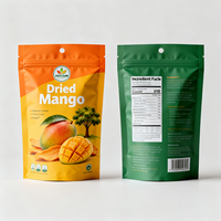 Sachet refermable personnalisé avec fermeture éclair pour snacks, mangues séchées, fruits secs, emballage thermoscellable