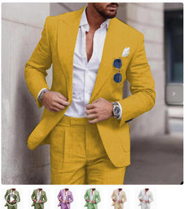 <span class=keywords><strong>Traje</strong></span> <span class=keywords><strong>de</strong></span> <span class=keywords><strong>lino</strong></span> coreano <span class=keywords><strong>de</strong></span> imitación <span class=keywords><strong>de</strong></span> 2 piezas para hombre, nuevo conjunto casual <span class=keywords><strong>de</strong></span> primavera con blazer <span class=keywords><strong>de</strong></span> solapa <span class=keywords><strong>de</strong></span> un botón y pantalón con abertura trasera - Product Image 2
