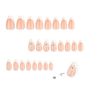 <span class=keywords><strong>Faux</strong></span> <span class=keywords><strong>ongles</strong></span> à presser Nude Aurora Blanc French 3D Fleur de cerisier Perle Amande, doux, pour mariée, personnalisables - Product Image 4