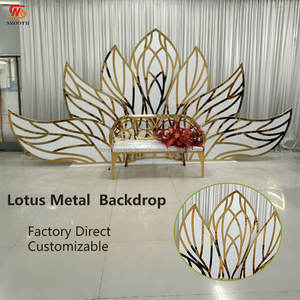 ฉากหลังโลหะสีทองสำหรับงานแต่งงานฉากหลังดอกบัวหรูหราปรับแต่งได้อย่างเรียบหรูสำหรับตกแต่งงานแต่งงาน - Product Image 2
