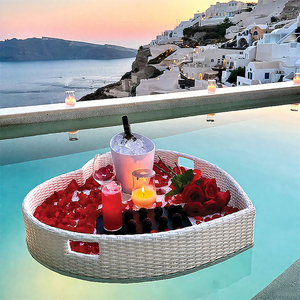 Bandeja de ratán flotante ecológica para piscina, bandeja de natación impermeable con diferentes formas para el <span class=keywords><strong>desayuno</strong></span> del Hotel para el ocio al aire libre - Product Image 6