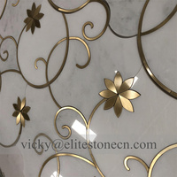 Carreaux de mosaïque en marbre naturel blanc or de luxe français, modernes, antidérapants, 10 mm, revêtement de sol décoratif pour salle de bain, mur de fond
