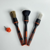 JYM-H17 Brosse de detailing automobile multi-usages en PP orange, Guangdong, lot de trois, pour nettoyage en profondeur intérieur/extérieur, fibres mixtes douces