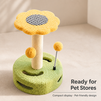 Griffoir pour chat en sisal, design floral et mignon, avec plateau tournant interactif et structure d'escalade, emballage carton, pour chats d'intérieur