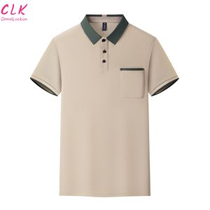 <span class=keywords><strong>Polo</strong></span> d'été pour hommes, couleur unie, col rabattu, poche de couleur, haut d'affaires à manches courtes et élastiques - Product Image 2