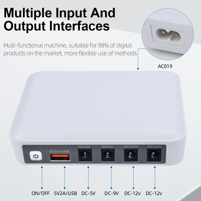 Marsriva Smart Mini DC UPS Router Wifi Backup 5V9V12V Battery 12V2A Power Bank Mini UPS Wifi Router Modem CCTV Camera Lightning