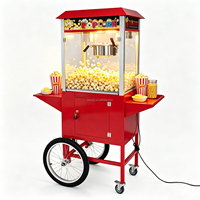 Machine à Popcorn Électrique Commerciale de Type Chariot avec Agitation Automatique, Écran LED, Forme Papillon, 1300W, pour Usage en Boulangerie