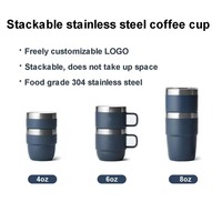 Vaso de Café Espresso Apilable de Acero Inoxidable de 8 oz, Tapa Magnética, Termo de Doble Pared para Alimentos, Botella de Agua, Vaso Apilable de 8 oz