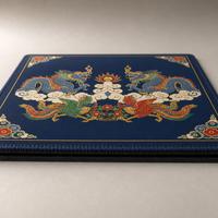 Tapis de Mahjong Américain de Luxe Pliable avec Motif Dragon Phénix et Base Antidérapante en Caoutchouc pour Jeux de Table