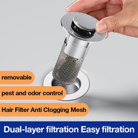 Bonde de lavabo escamotable avec filtre anti-cheveux et anti-odeurs, anti-insectes, pour installation et nettoyage faciles