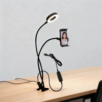 Anneau lumineux 3-en-1 avec microphone et clip, lumière LED beauté portable avec télécommande, alimentation USB pour TikTok, diffusion en direct, selfie et photographie