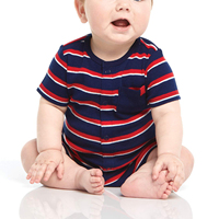 Vêtements pour bébé imprimés de dessins animés, barboteuses à rayures brodées, vêtements pour bébé garçon, motif personnalisé, appliqué, autres vêtements pour bébé
