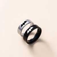 Bagues de couple Yin Yang en acier inoxydable, style punk, couleur noir argent, bague de vampire pour amoureux, bijoux d'Halloween