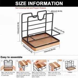 Wooden desktop tissue holder, kitchen countertop <b>spice</b> <b>jar</b> rack, multi-functional dual-purpose tissue and condiment rack - Product Image 5