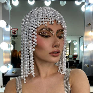 Nouveau design perle cheveux accessoires <span class=keywords><strong>Instagram</strong></span> haute qualité gland chapeaux mariée front bandeau fête de mariage perle bandeau - Product Image 1