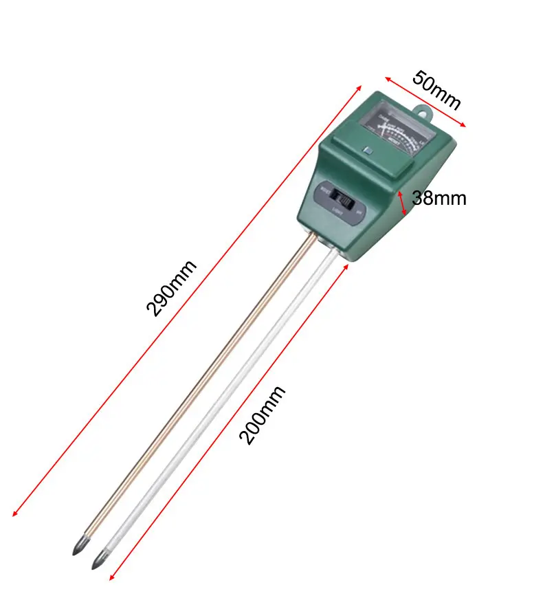Detektor tanah pemeriksaan ganda 3 in 1, pengukur pH meter alkalinitas kelembapan kelembapan, penguji tanah kepala persegi
